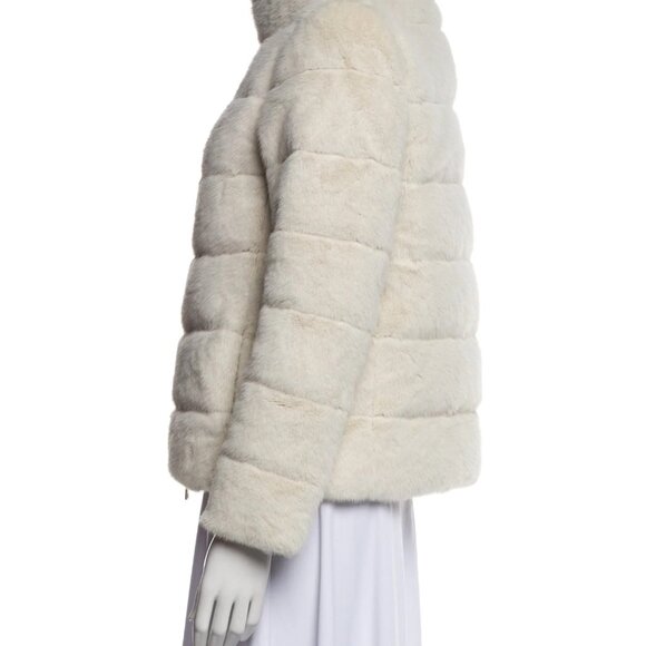 Herno Oat Beige Faux Fur Quilted Down Jacket 46 light beige - Picture 2 of 3